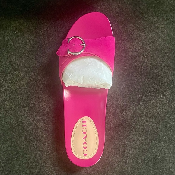 New with Box Coach Bleeker Suede Sandal shocking pink women’s sz 7 - Picture 15 of 16